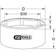 Douille 6 pans pour écrou d'essieu 1'' robuste et outil en alliage spécial 100 mm KS TOOLS 460.0240 photo du produit Secondaire 1 S