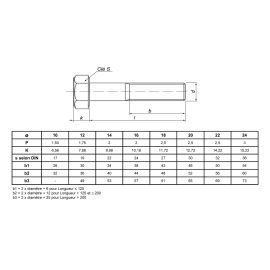 Vis métaux tête hexagonale Ultima filetage partiel zingué classe 10.9 DIN 931 pas cher Principale M