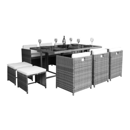 Ensemble repas 11 pièces CUBE DINNING acier gris pas cher Secondaire 4 L