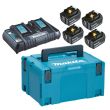 Pack énergie 18 V Makita 4 batteries 5 Ah BL1850B + chargeur DC18RD en coffret MAKPAC MAKITA 197626-8 photo du produit