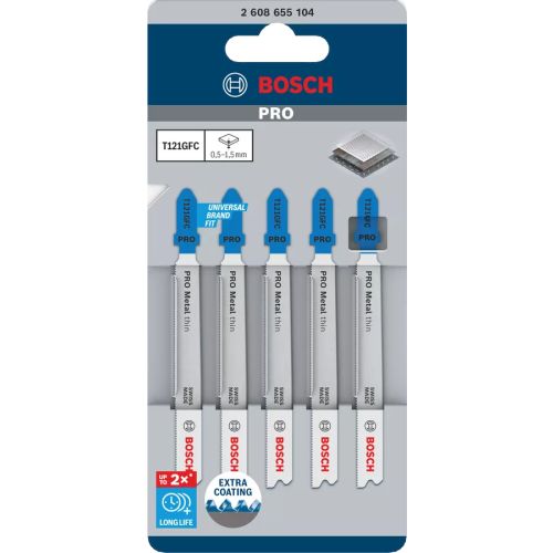 Lot de 5 lames de scie sauteuse PRO BIM Speed m&eacute;tal 92 mm pas 0,8 mm BOSCH 2608655104 photo du produit Secondaire 9 L