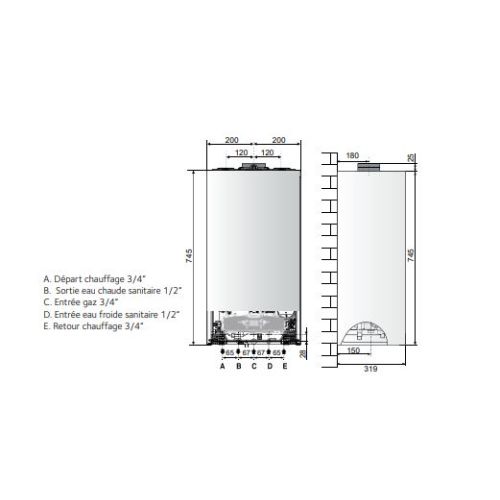 Chaudière murale mixte basse temperature INOA NOX SHUNT 25 CF CHAFFOTEAUX 3310634 photo du produit Secondaire 1 L