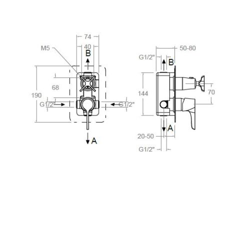 Mitigeur de douche thermostatique à encastrer ADAGIO 918722SNM 2 voies noir mat sans ensemble de douche - RAMON SOLER - 91D306146 pas cher Secondaire 1 L