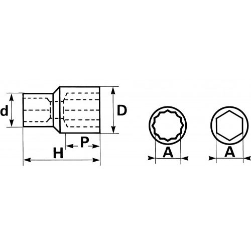 Douille courte 1/2'' 12 pans 15mm - SAM OUTILLAGE - S-15 pas cher Secondaire 1 L