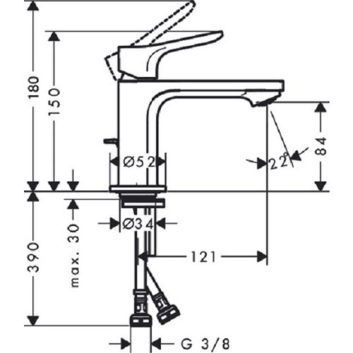 Mitigeur de lavabo ZEBRIS ComfortZone 80 HANSGROHE 72572000 photo du produit Secondaire 1 L