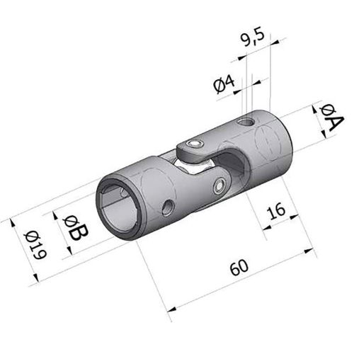 Genouillère 19 mm F13/13 avec vis RAL 9016 CHERUBINI 7673ZLCH16V photo du produit Principale L