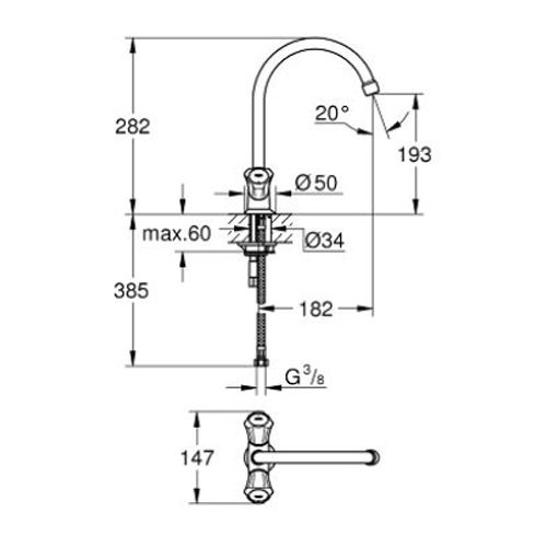 Mélangeur d'évier COSTA L monotrou - GROHE - 31829-001 pas cher Secondaire 1 L