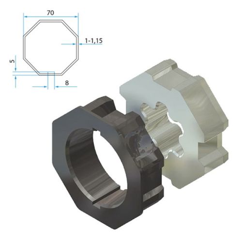 Adaptateurs moteur diam&egrave;tre 45mm tube octogonal 70 - CHERUBINI - A4505_0502 pas cher