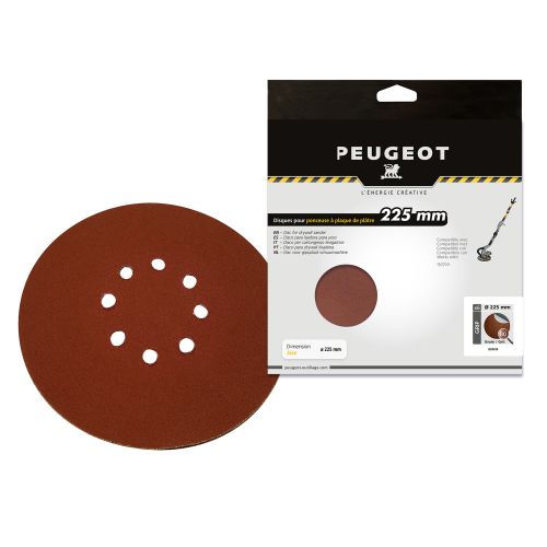 Jeu de 6 abrasifs plâtre D225 mm à 8 trous grain 80 PEUGEOT OUTILLAGE 805414 photo du produit Principale L