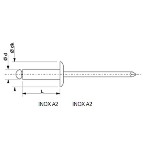 Rivet t&ecirc;te ronde standard inox A2 - inox A2 Degometal - 105140081 photo du produit Secondaire 1 L