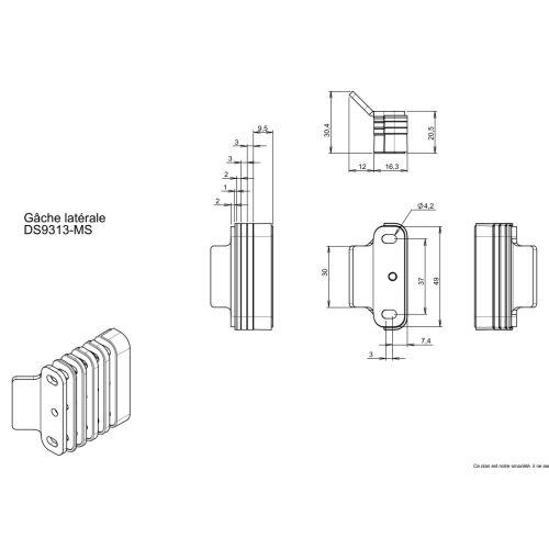 Gâche périphérique + 5 cales MS standard gris LA CROISEE DS DS9313-MS-007 photo du produit Secondaire 1 L