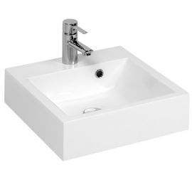 Vasque carrée à poser Résicub Cuisibane blanc brillant 40 cm - VAPORECU40 pas cher Principale M