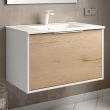 Meuble de salle de bain 80 cm simple vasque 1 façade et 2 tiroirs sans miroir ALBA blanc/roble COSYNEO - DUOXALBA801FBLAROBBLAB photo du produit