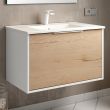 Meuble de salle de bain 80cm simple vasque 1 façade et 2 tiroirs sans miroir ALBA blanc/roble - COSYNEO - DUOXALBA801FBLAROBBLAB pas cher