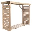 Bûcher en bois DALLAS XL 2,8m³ avec toiture plate et plancher - FOREST STYLE - 1339 pas cher