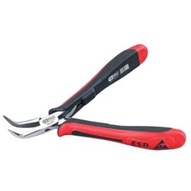 Pince à becs Ks Tools ESD coudé demi-rond strié 140 mm - 500.7071 photo du produit Principale M