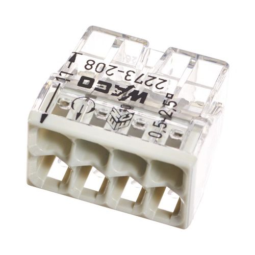 Borne pour boîtes de dérivation COMPACT avec boîtier transparent 5 conducteurs boîte de 100 - WAGO - 2273-205 pas cher Secondaire 3 L