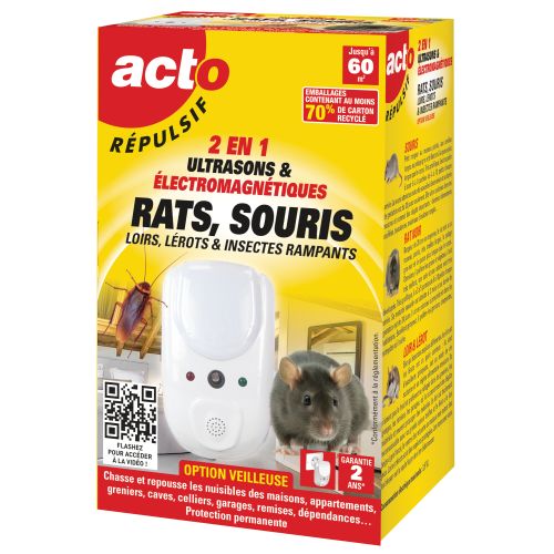 Répulsif ultrasons pour les rats et souris ondes électromagnétiques 2 en 1 ACTO REPULSIF RUS9 photo du produit Secondaire 3 L