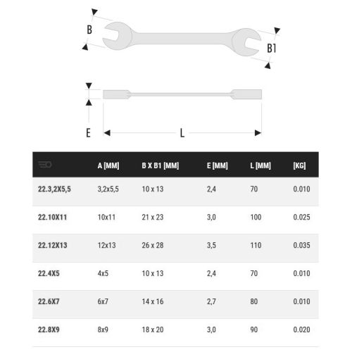 Clé à fourche 'Micromécanique' tête inclinée à 15° 6x7mm longueur 80mm - FACOM - 22.6X7 pas cher Secondaire 1 L