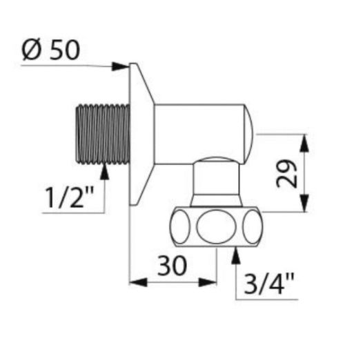 Raccords équerre pour robinet de douche M1/2 F3/4 chromé DELABIE 838020 photo du produit Secondaire 1 L