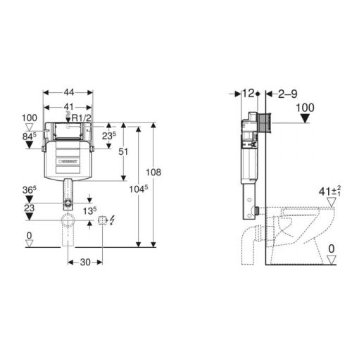 R&eacute;servoir &agrave; encastrer SIGMA double touche 6/9L - GEBERIT - 109.300.00.5 pas cher Secondaire 1 L