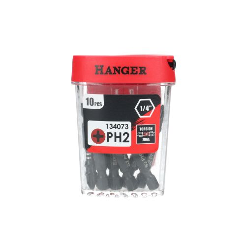 Boite de 10 embouts impact 1/4'' cruciforme PH2 longueur 50mm - HANGER - 134073 pas cher Secondaire 8 L