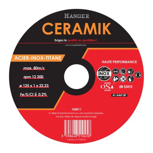 DISQUE A TRONCONNER CERAMIK 125X1 HAUTES PERFORMANCES photo du produit Principale L