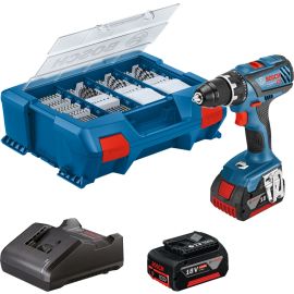 Perceuse-visseuse 18V Bosch GSR 18V-28 + 2 batteries 4 Ah + chargeur + coffret L-CASE + 82 accessoires - 06019E610C photo du produit Principale M