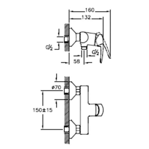 Mitigeur de douche NF DYNAMIC S cartouche 1/2 C2 ECO VITRA A40954EKF photo du produit Secondaire 1 L