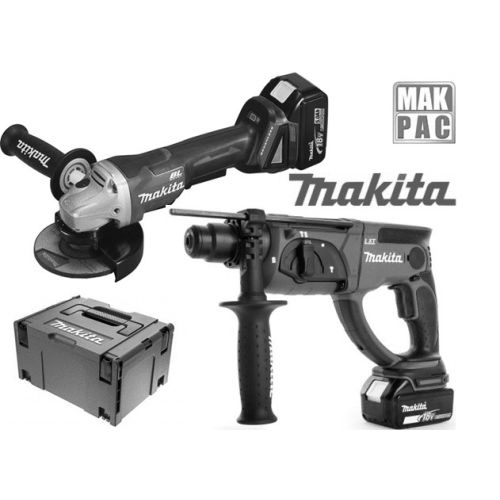 Pack 2 machines 18V 5Ah Li-Ion (Meuleuse DGA504 + Perforateur DHR202 + 3  batteries) LOT0151 MAKITA 