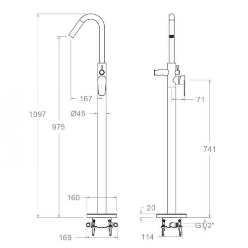 Mitigeur bain-douche sur colonne ALEXIA 368503S monocommande chromé sans ensemble de douche - RAMON SOLER - 36C303354 pas cher Secondaire 1 L