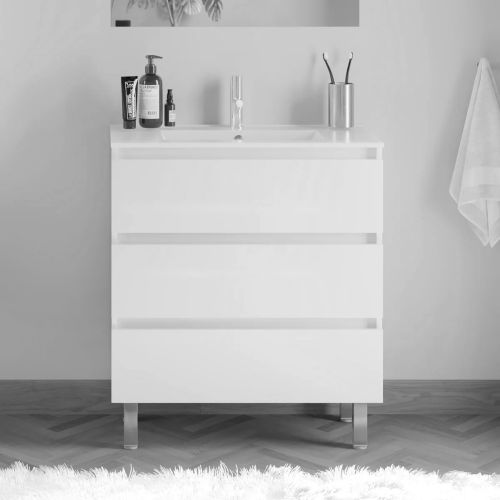Meuble de salle de bain MAYOR simple vasque 3 tiroirs 60cm sans miroir nebraska – COSYNEO - BOS3CMAYOR60NEBB pas cher