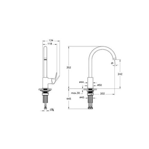 Mitigeur de cuisine bec haut cartouche C3 éco - VITRA - A43407ENG pas cher Secondaire 1 L
