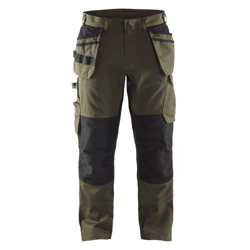 Pantalon maintenance+stretch poches flottantes vert kaki/noir T40L - BLÅKLÄDER - 149613304599C146 pas cher