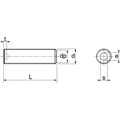 Vis &agrave; m&eacute;taux sans-t&ecirc;te hexagonale creuse bout plat inox A2 DIN 913 6X16 bo&icirc;te de 100 - ACTON - 622046X16 pas cher Secondaire 2 L
