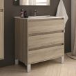 Meuble de salle de bain 100cm simple vasque 3 tiroirs sans miroir TIRIS 3C cambrian (chêne) - COSYNEO - SIR3TIRIS100CAMB pas cher