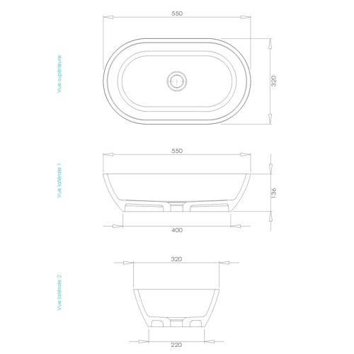 Vasque à poser LOUNGE 55 MATE en Solid Surface - THALASSOR - LOUNGE55 pas cher Secondaire 3 L