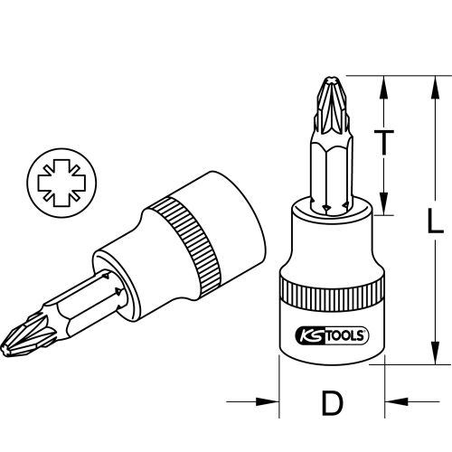 Douille tournevis ULTIMATE Pozidriv 1/2'' 55 mm PZ1 KS TOOLS 922.1657 photo du produit Secondaire 1 L