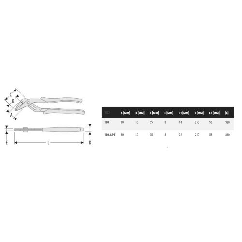 Pince multiprise 'grande capacité' gainée 250mm - FACOM - 180.CPE pas cher Secondaire 1 L