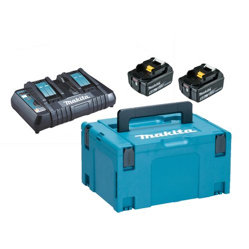 Pack énergie Makita LI-ION (2 batteries 5 Ah BL1840B + chargeur DC18RD) 18 V + coffret MAKPAC - 197629-2 photo du produit