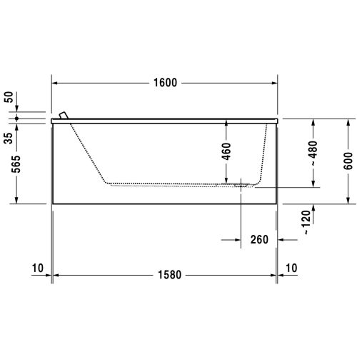 Baignoire rectangulaire STARCK 160x70 blanc avec pieds - DURAVIT - 700344000000000 pas cher Secondaire 3 L