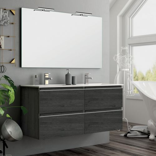 Meuble de salle de bain 120cm double vasque 4 tiroirs BALEA ebony (bois noir) - COSYNEO - INGBALEA120EBO pas cher