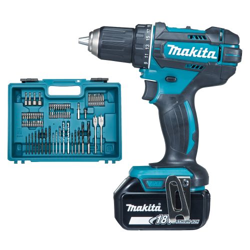 Perceuse-visseuse 18V + 2 batteries 3Ah + chargeur + coffret avec accessoires - MAKITA - DDF482RFX1 pas cher