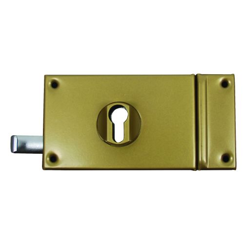 Serrure monopoint en applique cylindre européen horizontal tirage droite doré photo du produit Secondaire 4 L