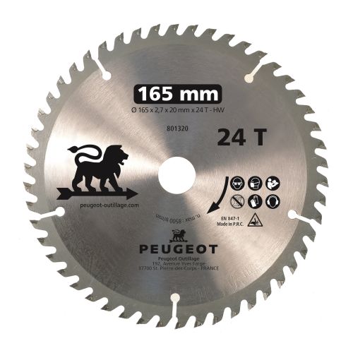 Disque à tronçonner ENERGYBLADE diamètre 165 mm alésage 20 mm PEUGEOT OUTILLAGE 801320 photo du produit