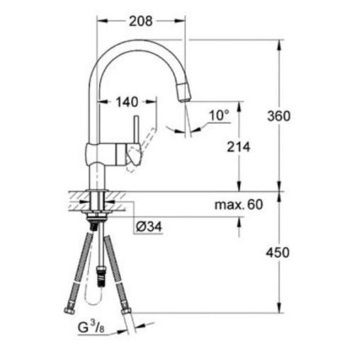 Mitigeur d'évier MINTA supersteel bec C - GROHE - 32918-DC0 pas cher Secondaire 1 L