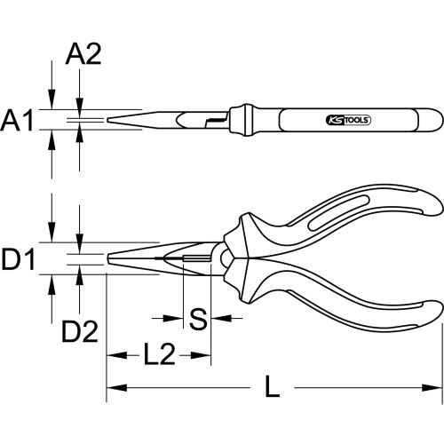 Pince à bec BERYLLIUMPLUS demi-rond 180 mm KS TOOLS 962.0610 photo du produit Secondaire 1 L