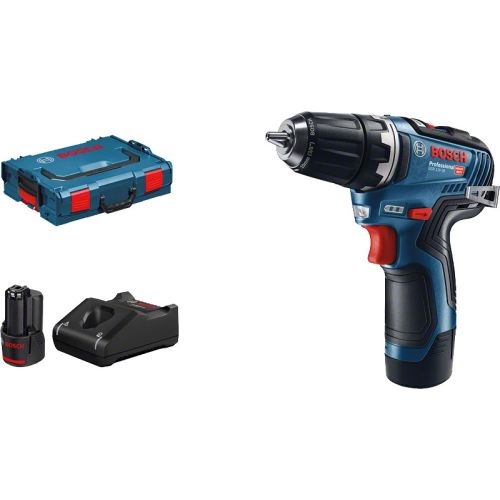 Perceuse-visseuse 12V GSR 12V-35 professional  + 2 batteries 3Ah + chargeur + coffret L-BOXX - BOSCH - 06019H8002 pas cher