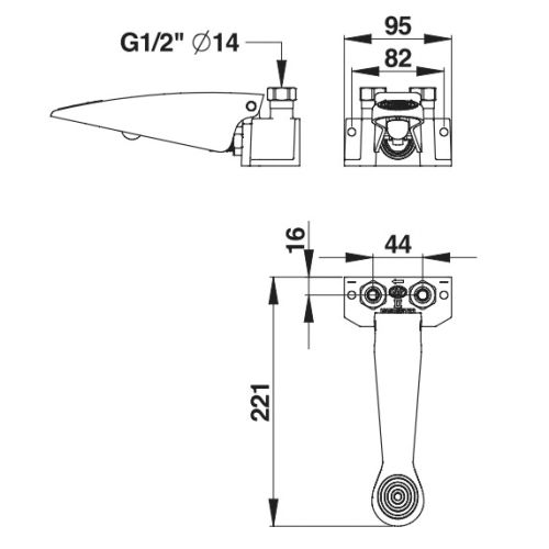 Robinet mono-p&eacute;dale 520E temporis&eacute; pour lavabo- PRESTO - 23614 pas cher Secondaire 1 L