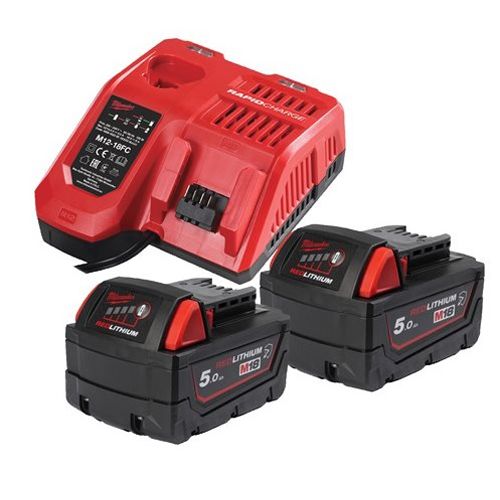 Pack énergie 18 V M18 NRGCR-502 + 2 batteries 5 Ah + chargeur M12-18 FC MILWAUKEE 4932479831 photo du produit